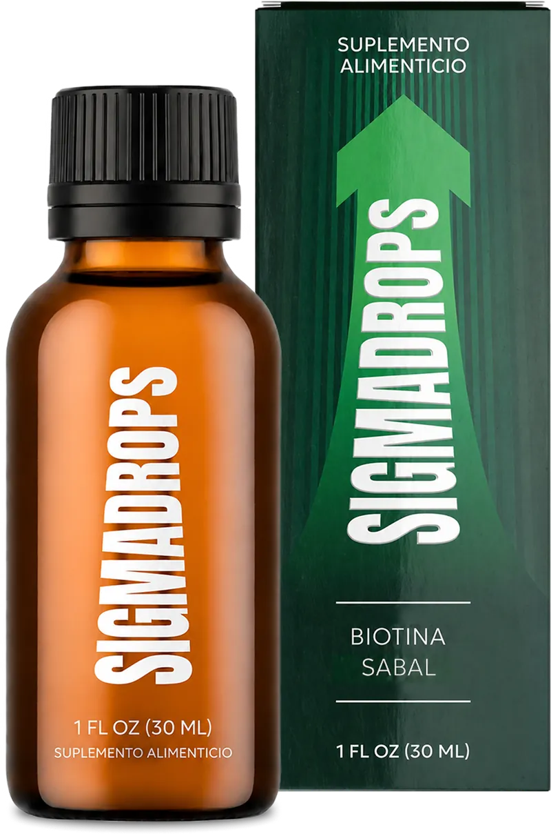Frasco ámbar de SigmaDrops de 30 ml y caja verde «Biotina · Sabal»: gotas para la próstata y la potencia masculina